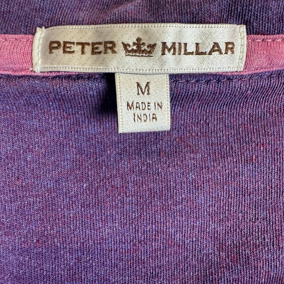 Peter Millar Cotton Quarter Zip Sweater Heather Purple Mens Size M - Picture 3 of 5